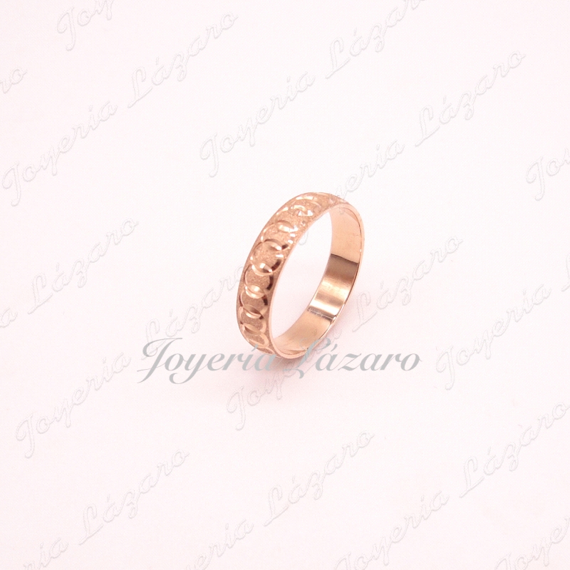 ORO 18 KTS ALIANZA 4MM ROSA AROS CRUZADO Nº11