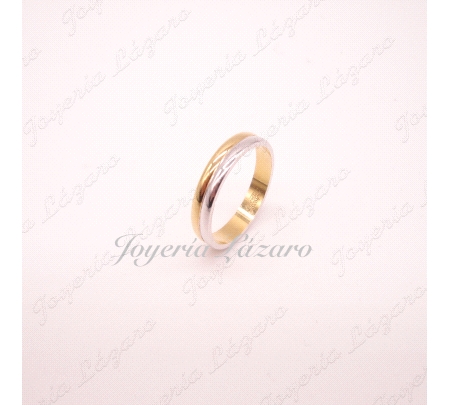 ORO 18 KTS ALIANZA BICOLOR 2 BANDAS 1/2 CAÑA Nº15