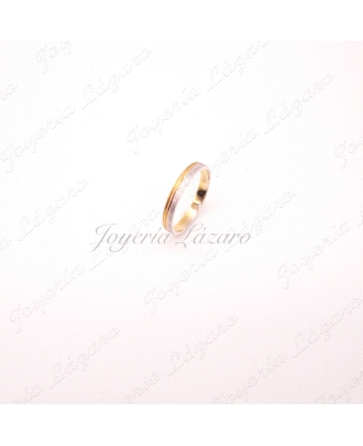 ALIANZA 18KTS BICOLOR 2 BANDAS MATE Nº15