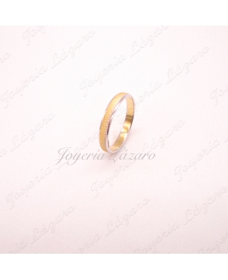 ALIANZA 18KT BICOLOR 3MM TEXTURA Nº13