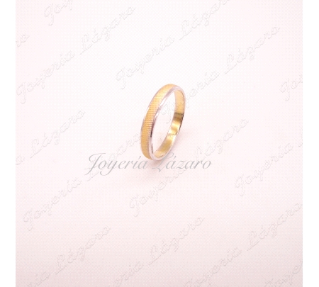 ALIANZA 18KT BICOLOR 3MM TEXTURA Nº13