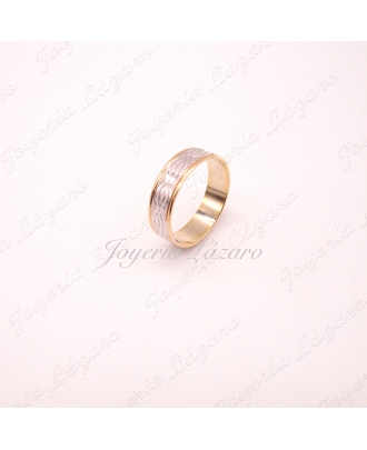 ALIANZA 18KTS BIC. 6MM DISEÑO DIBUJO TRENZA Nº22