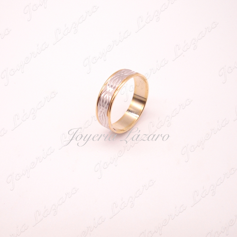 ALIANZA 18KTS BIC. 6MM DISEÑO DIBUJO TRENZA Nº22