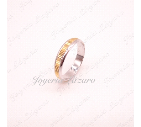 ALIANZA 18KTS BIC. 4MM CENTRO RALLADA  Nº12
