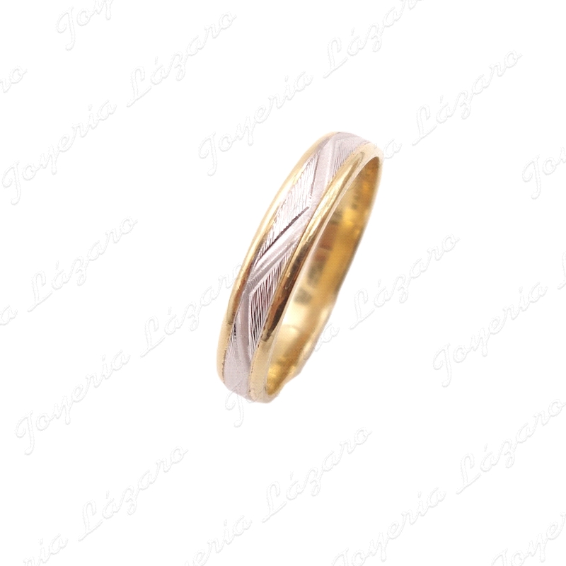 ALIANZA 18KTS 4MM BICOLOR ZIG ZAG Nº23
