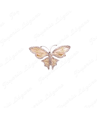 BROCHE 18KTS BICOLOR MARIPOSA