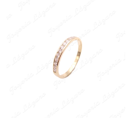 SORTIJA ORO 9 KTS 1/2 ALIANZA CIRCONITAS CARRIL                                                     