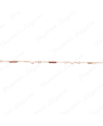 PULSERA ORO 9 KTS TRAMOS TUBITO+PERLITA BOLA