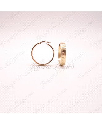 PEND. AROS ORO 9 KTS TABLA GRECA 4X15 MM INT.                                                       