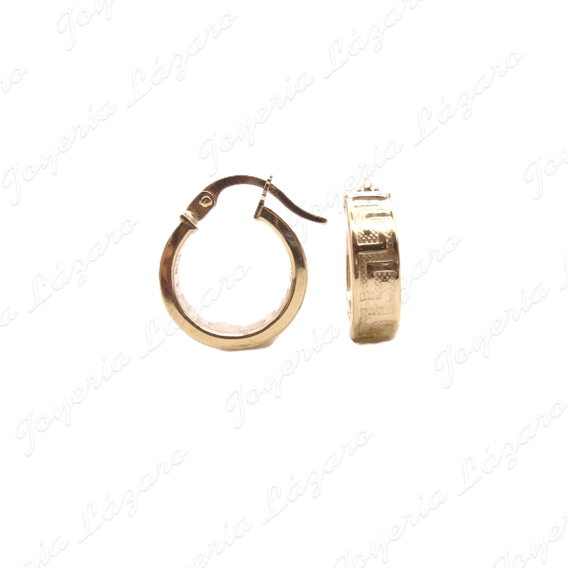 PEND. AROS ORO 9 KTS TABLA GRECA 4X10MM INT                                                         