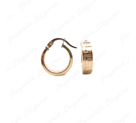 PEND. AROS ORO 9 KTS TABLA GRECA 4X10MM INT                                                         