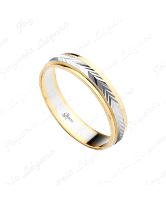 ALIANZA ORO 9 KTS 4MM BICOLOR FACETADA ESPIGA