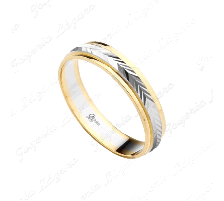 ALIANZA ORO 9 KTS 4MM BICOLOR FACETADA ESPIGA