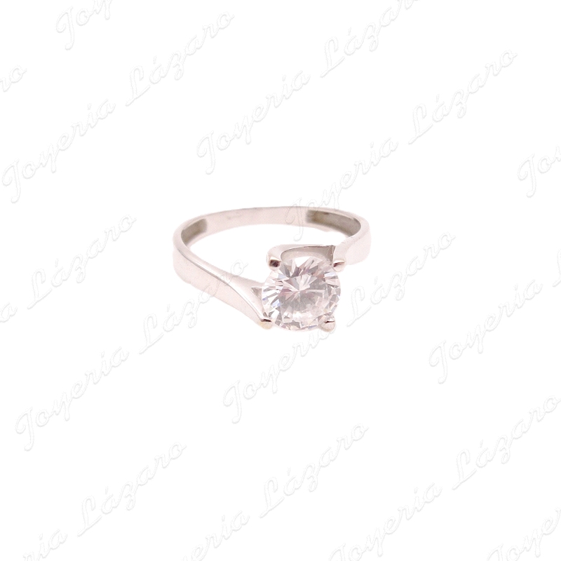 SORTIJA ORO 18 KTS BLANCO, SOLITARIO CIRCO 7MM 4 GARRAS                                             