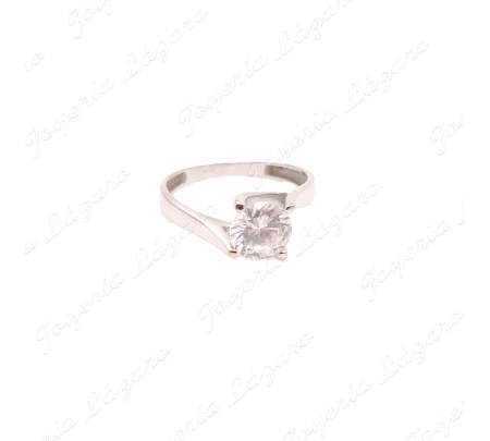 SORTIJA ORO 18 KTS BLANCO, SOLITARIO CIRCO 7MM 4 GARRAS                                             