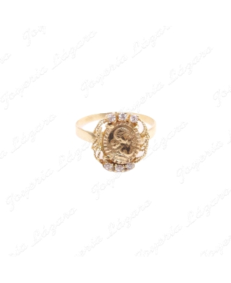 SORTIJA ORO 18KT SEMINUEVA MEDALLA MADRE+6 CIRCOS                                                   