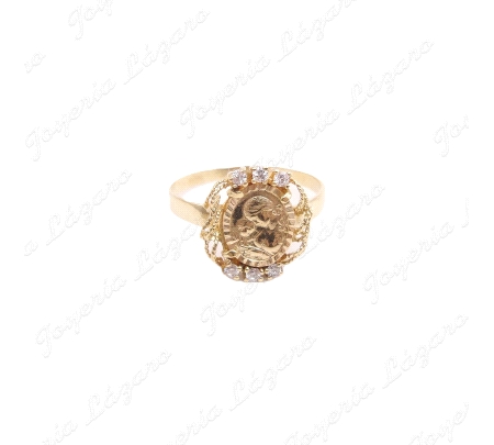 SORTIJA ORO 18KT SEMINUEVA MEDALLA MADRE+6 CIRCOS                                                   