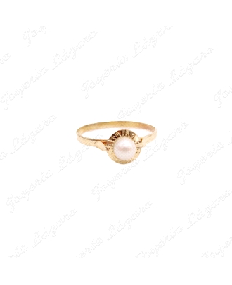 SORTIJA ORO 18KT SEMINUEVA BEBE PERLA Y CERCO                                                       