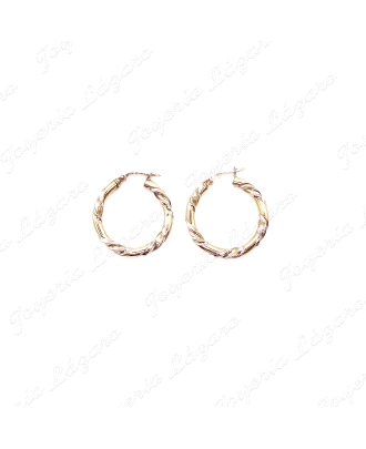 PEND. AROS ORO 18KT SEMINUEVOS RIZADOS 3.5MM 25MM EXT                                               