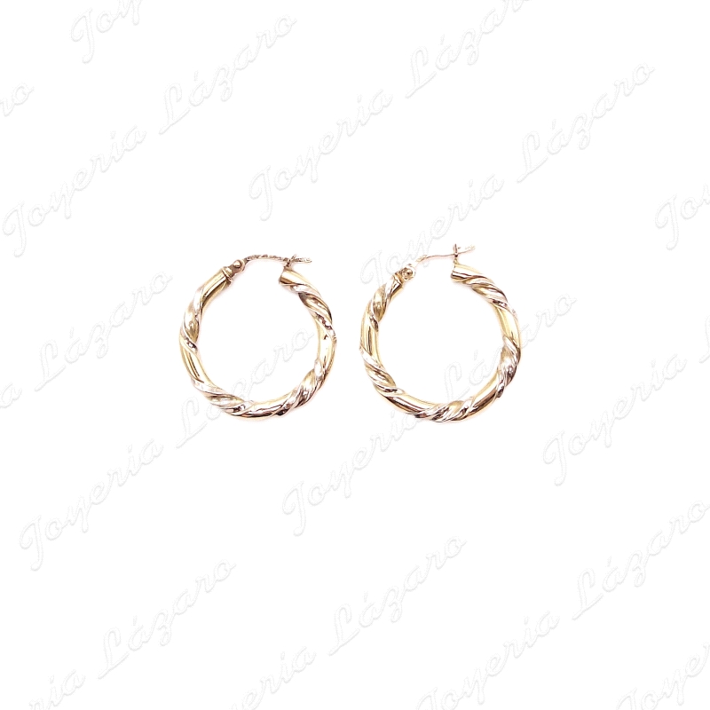 PEND. AROS ORO 18KT SEMINUEVOS RIZADOS 3.5MM 25MM EXT                                               