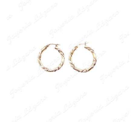 PEND. AROS ORO 18KT SEMINUEVOS RIZADOS 3.5MM 25MM EXT                                               