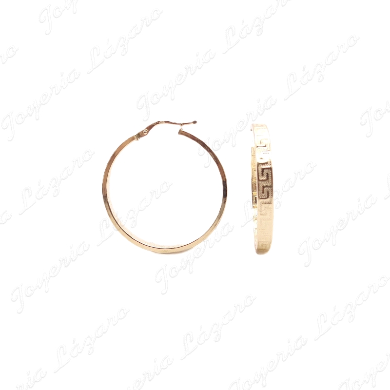 PEND. AROS ORO 18KT OCASION TABLA GRECA 4MM 33MM EXT.                                               