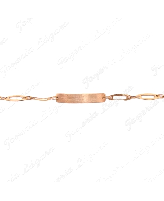 ESCLAVA BEBE ORO 18KT OCASION ESLABONES CHAPAS CALADAS 12CM
