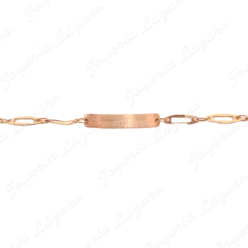 ESCLAVA BEBE ORO 18KT OCASION ESLABONES CHAPAS CALADAS 12CM                                         