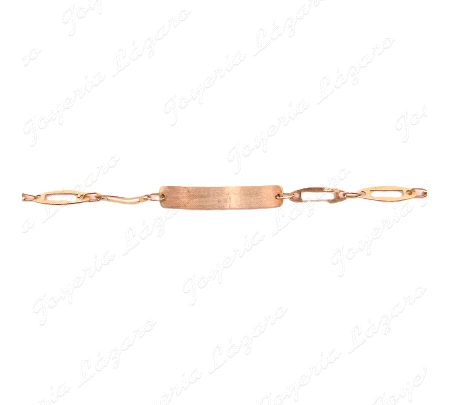 ESCLAVA BEBE ORO 18KT OCASION ESLABONES CHAPAS CALADAS 12CM