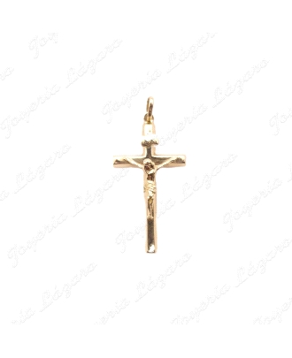 CRUZ ORO 18KT SEMINUEVA CON CRISTO PERFIL 1/2 CAÑA 16X30                                            