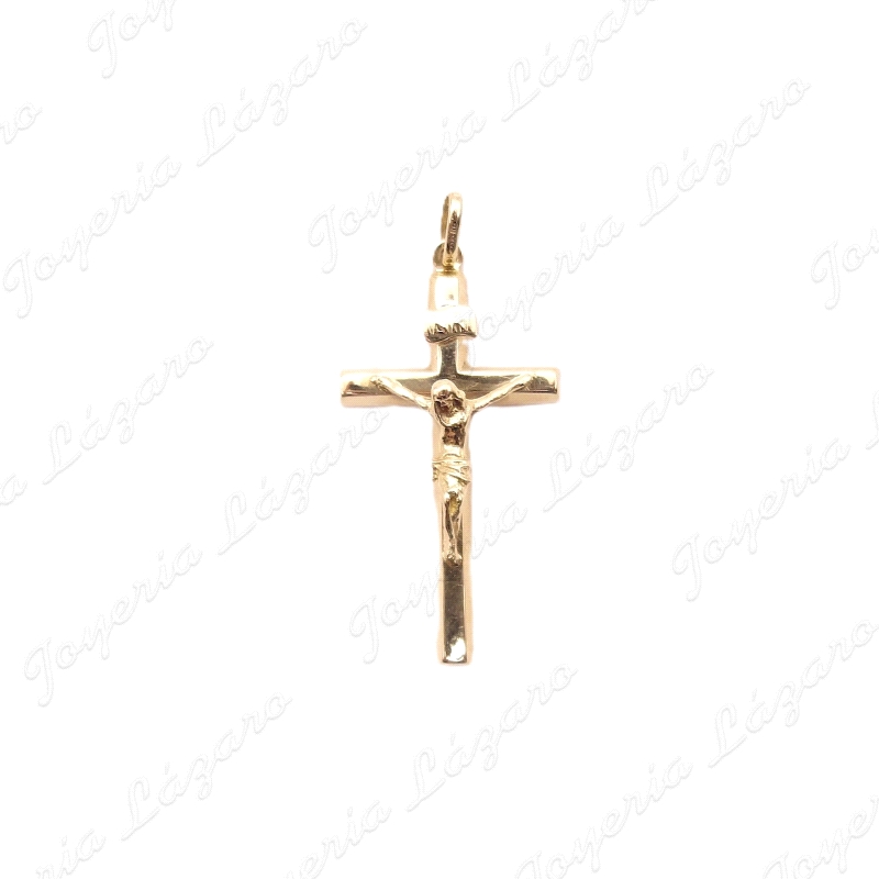 CRUZ ORO 18KT SEMINUEVA CON CRISTO PERFIL 1/2 CAÑA 16X30                                            