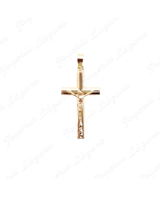 CRUZ ORO 18KT OCASION CON CRISTO PERFIL ALMENDRA 17X30 SIN ASA                                      