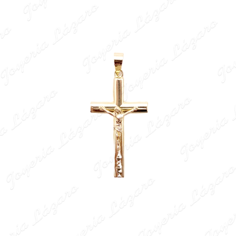 CRUZ ORO 18KT OCASION CON CRISTO PERFIL ALMENDRA 17X30 SIN ASA                                      