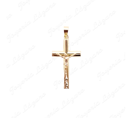 CRUZ ORO 18KT OCASION CON CRISTO PERFIL ALMENDRA 17X30 SIN ASA                                      