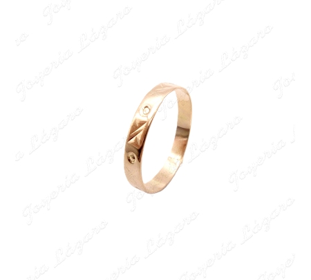 ALIANZA ORO 18KT OCASION 3.5MM TALLADA PUNTOS Y X                                                   