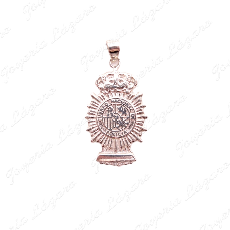COLGANTE PLATA EMBLEMA POLICIA NACIONAL 15X23 SIN ASA                                               