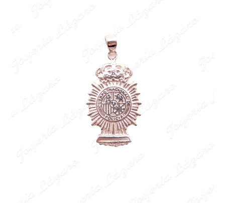 COLGANTE PLATA EMBLEMA POLICIA NACIONAL 15X23 SIN ASA                                               