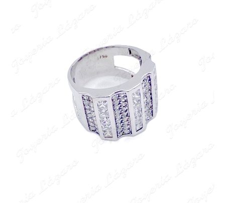 SORTIJA 18KTS BL. CIRCONITAS PAVÉ Y CARRIL