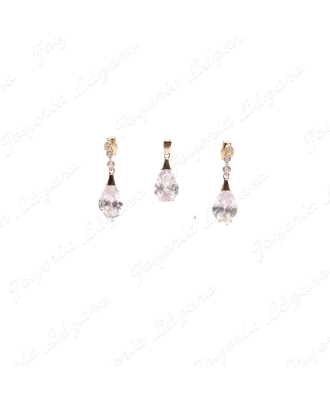 COLGANTE ORO+PERITA CRISTAL, A JUEGO CON PENDIENTES  A19-10604, IDEAL PARA NOVIA