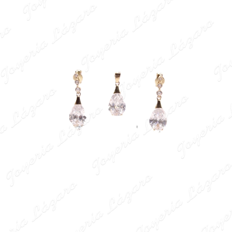 COLGANTE ORO+PERITA CRISTAL, A JUEGO CON PENDIENTES  A19-10604, IDEAL PARA NOVIA