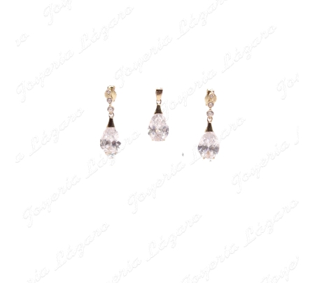 COLGANTE ORO+PERITA CRISTAL, A JUEGO CON PENDIENTES  A19-10604, IDEAL PARA NOVIA