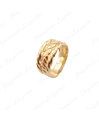 SORTIJA ORO 18KT OCASION ESPIGA CENTRAL+2 BANDAS TRENZA                                             