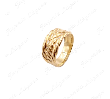 SORTIJA ORO 18KT OCASION ESPIGA CENTRAL+2 BANDAS TRENZA                                             