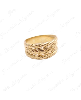 SORTIJA ORO 18KT OCASION ESPIGA CENTRAL+2 BANDAS TRENZA