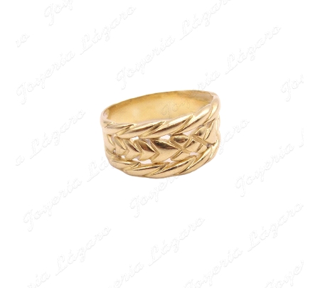 SORTIJA ORO 18KT OCASION ESPIGA CENTRAL+2 BANDAS TRENZA