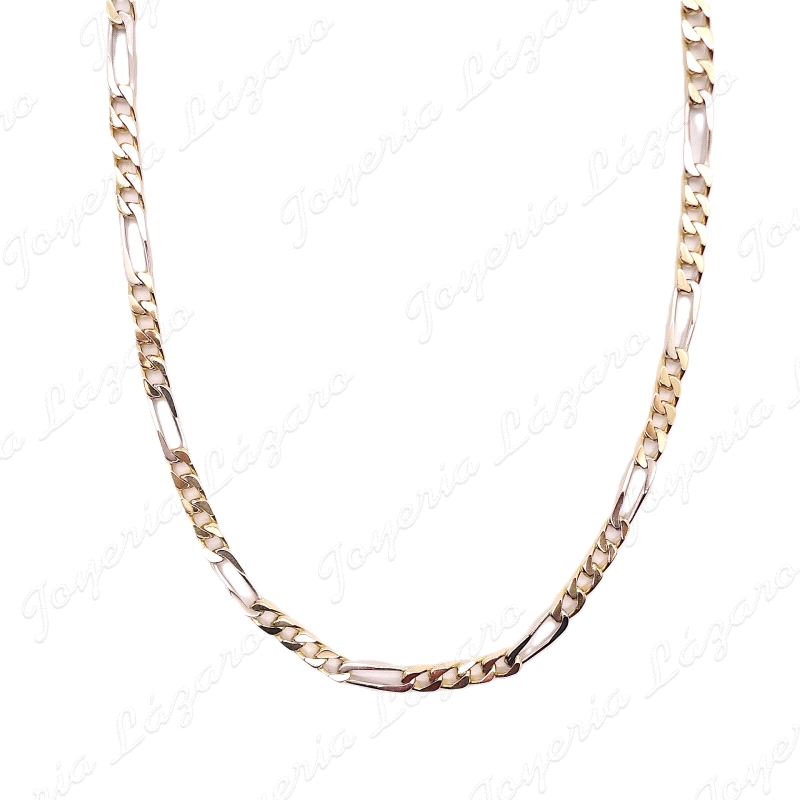 CADENA 65 CM. ORO 18KT SEMINUEVA MACIZA BICOLOR 4X1 5MM                                             