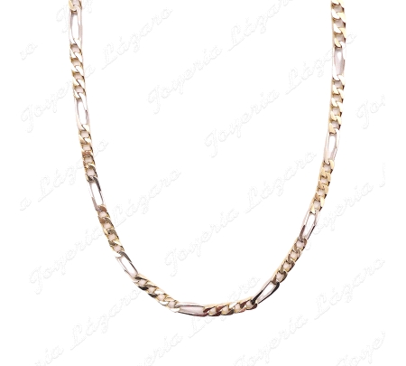 CADENA 65 CM. ORO 18KT SEMINUEVA MACIZA BICOLOR 4X1 5MM                                             