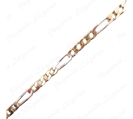 CADENA 65 CM. ORO 18KT SEMINUEVA MACIZA BICOLOR 4X1 5MM