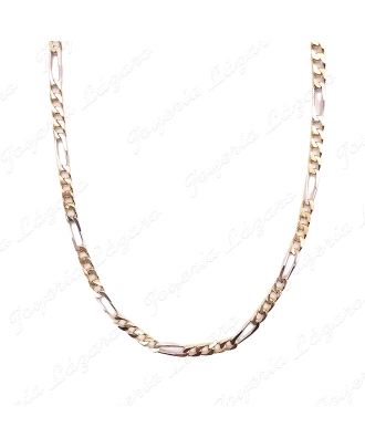 CADENA 65 CM. ORO 18KT SEMINUEVA MACIZA BICOLOR 4X1 5MM                                             