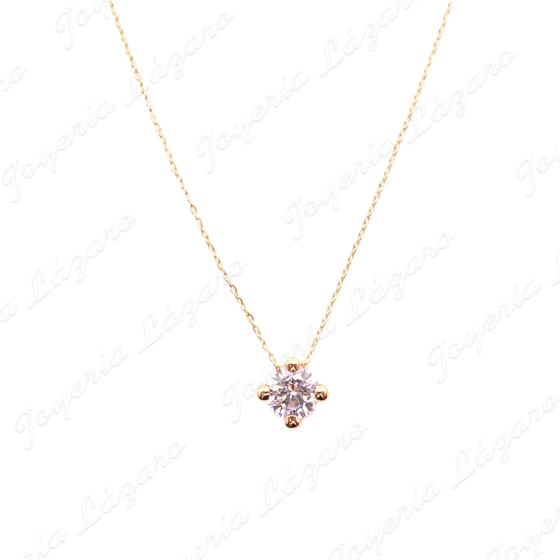 GARGANTILLA ORO 18 KTS LIGERA +CIRCONITA 5MM 4 GARRAS PASADA